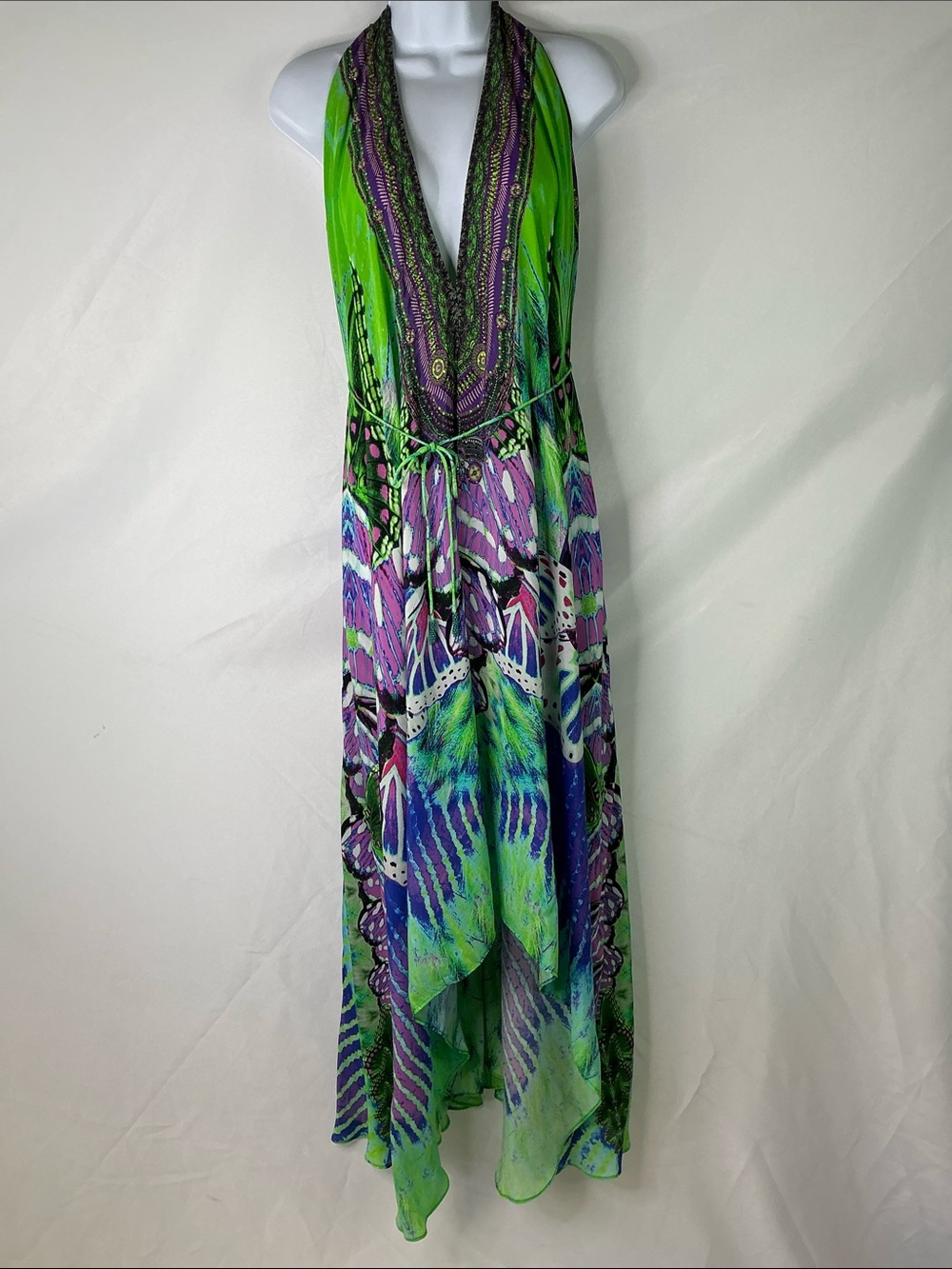 Shahida Parides Green & Purple Butterfly 3-way Convertible Dress OS NWT